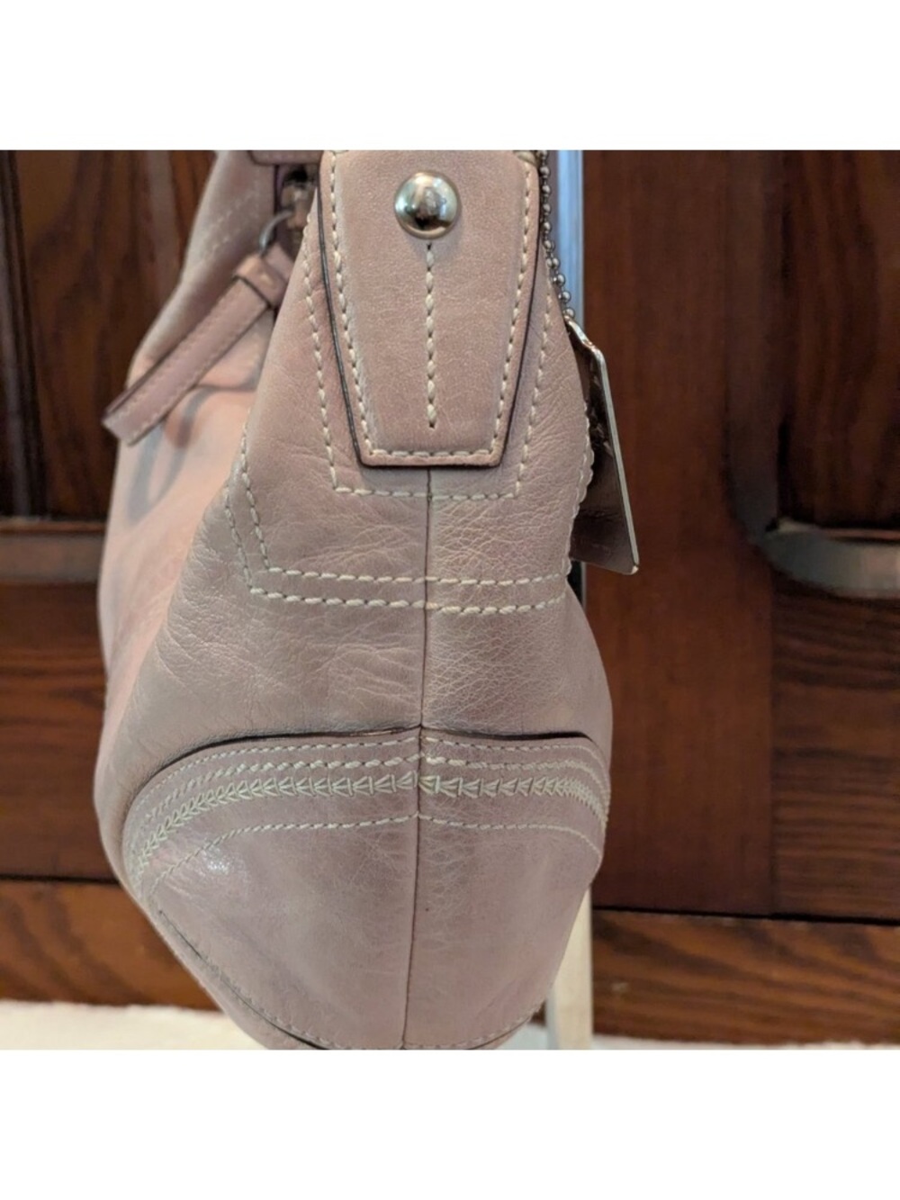 Coach Light Pink Leather Baguette Hobo Sling Bag - Picture 3 of 12